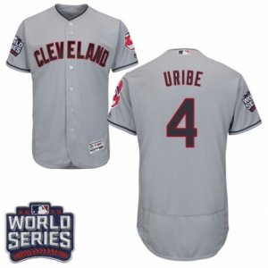 Mens Majestic Cleveland Indians #4 Juan Uribe Grey 2016 World Series Bound Flexbase Authentic Collection MLB Jersey