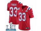 Men Nike New England Patriots #33 Kevin Faulk Red Alternate Vapor Untouchable Limited Player Super Bowl LII NFL Jersey