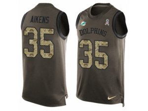 Nike Miami Dolphins #35 Walt Aikens Limited Green Salute to Service Tank Top NFL Jersey