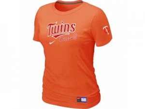 Women Minnesota Twins Nike Orange Short Sleeve Practice T-Shirt