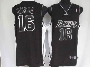 nba los angeles lakers #16 gasol black