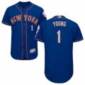 Mens Majestic New York Mets #1 Chris Young Royal Gray Flexbase Authentic Collection MLB Jersey