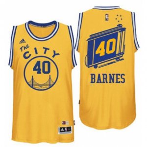 Mens Adidas Golden State Warriors #40 Harrison Barnes Swingman Gold Throwback The City NBA Jersey