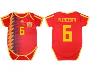 Espana 6 A. INIESTA Home Toddler 2018 FIFA World Cup Soccer Jersey