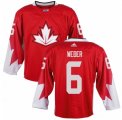 Men Adidas Team Canada #6 Shea Weber Red 2016 World Cup Ice Hockey Jersey