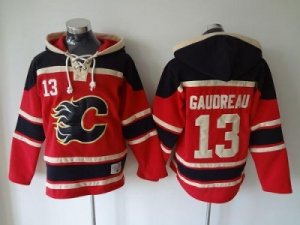 NHL Calgary Flames #13 Johnny Gaudreau Red Sawyer Hooded Sweatshirt Stitched jerseys