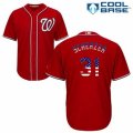 Mens Majestic Washington Nationals #31 Max Scherzer Authentic Red USA Flag Fashion MLB Jersey
