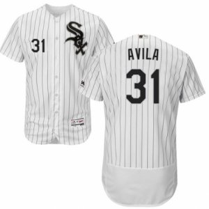 Men\'s Majestic Chicago White Sox #31 Alex Avila White Black Flexbase Authentic Collection MLB Jersey