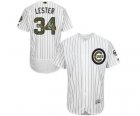 Men's Majestic Chicago Cubs #34 Jon Lester Authentic White 2016 Memorial Day Fashion Flex Base MLB Jersey