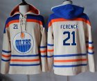 Mens Edmonton Oilers #21 Andrew Ference Cream Sawyer Hooded Sweatshirt Stitched NHL Jersey