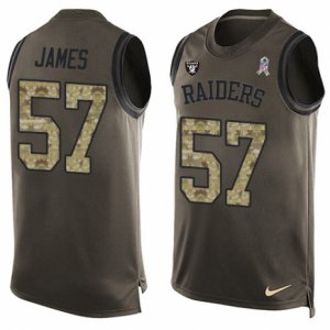 Mens Nike Oakland Raiders #57 Cory James Limited Green Salute to Service Tank Top NFL Jersey