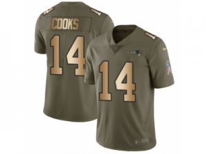 Men Nike New England Patriots #14 Brandin Cooks Limited Olive Gold 2017 Salute to Service NFL Jersey