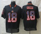 Nike Cincinnati Bengals #18 Green Black Jerseys(USA Flag Fashion Elite)