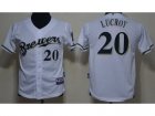 Youth MLB Milwaukee Brewers #20 Lucroy white Jerseys