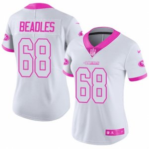 Womens Nike San Francisco 49ers #68 Zane Beadles Limited White Pink Rush Fashion NFL Jersey