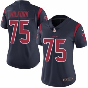 Women\'s Nike Houston Texans #75 Vince Wilfork Limited Navy Blue Rush NFL Jersey