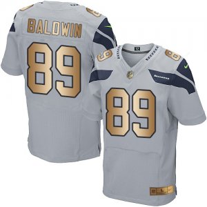 Nike Seattle Seahawks #89 Doug Baldwin Grey Alternate Men\'s Stitched NFL Elite Gold Jersey