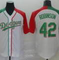 Dodgers #42 Jackie Robinson White Mexican Heritage Culture Night Jersey Mexico