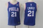 76ers #21 Joel Embiid Blue Youth Nike Swingman Jersey