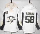 Mens Pittsburgh Penguins #58 Kris Letang White Pullover Hoodie Stitched NHL Jersey