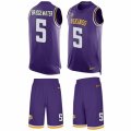 Mens Nike Minnesota Vikings #5 Teddy Bridgewater Limited Purple Tank Top Suit NFL Jersey