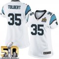 Women Nike Panthers #35 Mike Tolbert White Super Bowl 50 Stitched Jersey