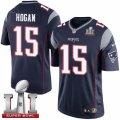 Youth Nike New England Patriots #15 Chris Hogan Elite Navy Blue Team Color Super Bowl LI 51 NFL Jersey