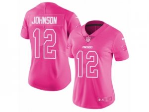 Womens Nike Carolina Panthers #12 Charles Johnson Limited Pink Rush Fashion NFL Jersey