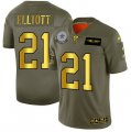 Nike Cowboys #21 Ezekiel Elliott 2019 Olive Gold Salute To Service Limited Jersey