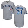 Mens Toronto Blue Jays #21 Michael Saunders Grey Flexbase Authentic Collection Stitched Baseball Jersey