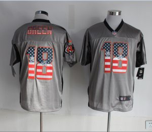 Nike Cincinnati Bengals #18 A.J. Green grey Jerseys(Elite USA Flag Fashion)