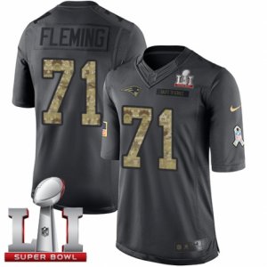 Mens Nike New England Patriots #71 Cameron Fleming Limited Black 2016 Salute to Service Super Bowl LI 51 NFL Jersey