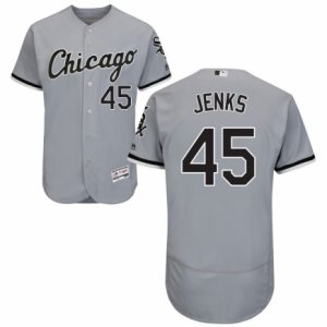 Men\'s Majestic Chicago White Sox #45 Bobby Jenks Grey Flexbase Authentic Collection MLB Jersey