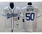 Men's Los Angeles Dodgers #50 Mookie Betts Number White Cool Base Stitched Baseball Jersey