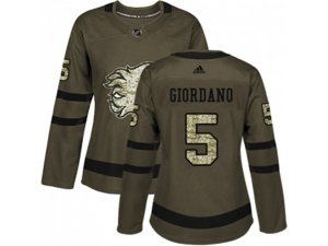 Women Adidas Calgary Flames #5 Mark Giordano Green Salute to Service Stitched NHL Jersey