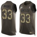 Mens Nike Philadelphia Eagles #33 Ron Brooks Limited Green Salute to Service Tank Top NFL Jersey