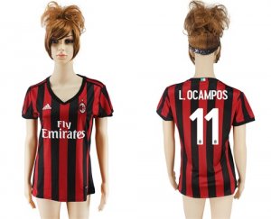 2017-18 AC Milan 11 L.OCAMPOS Home Women Soccer Jersey