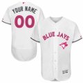 Mens Majestic Toronto Blue Jays Customized Authentic White 2016 Mothers Day Fashion Flex Base MLB Jersey
