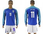 Brazil #11 Oscar Away Long Sleeves Soccer Country Jersey