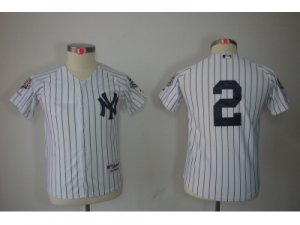 Youth New York Yankees #2 Jeter White jerseys(2009 Logo WS 09 Champions Pat)