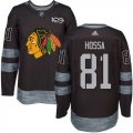 Mens Chicago Blackhawks #81 Marian Hossa Black 1917-2017 100th Anniversary Stitched NHL Jersey