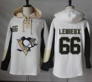 Mens Pittsburgh Penguins #66 Mario Lemieux White Pullover Hoodie Stitched NHL Jersey