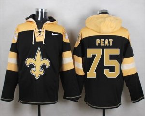 Nike New Orleans Saints #75 Andrus Peat Black Player Pullover Hoodie