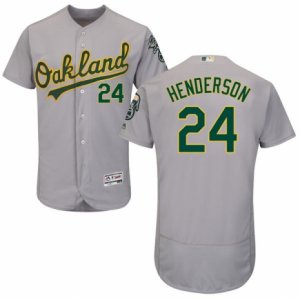 Men\'s Majestic Oakland Athletics #24 Rickey Henderson Grey Flexbase Authentic Collection MLB Jersey