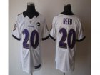 Nike Baltimore Ravens #20 Ed Reed white white jerseys[Elite Art Patch]