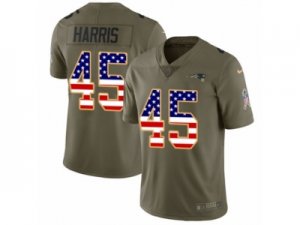 Men Nike New England Patriots #45 David Harris Limited Olive USA Flag 2017 Salute to Service NFL Jersey