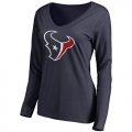 Womens Houston Texans Pro Line Primary Team Logo Slim Fit Long Sleeve T-Shirt Navy