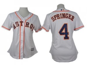 Mlb Women Houston Astros #4 George Springer White Home Stitched Baseball Jerseys