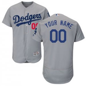 Dodgers Grey Customized Men Flexbase Jersey