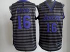 nba los angeles lakers #16 gasol grey[black strip]